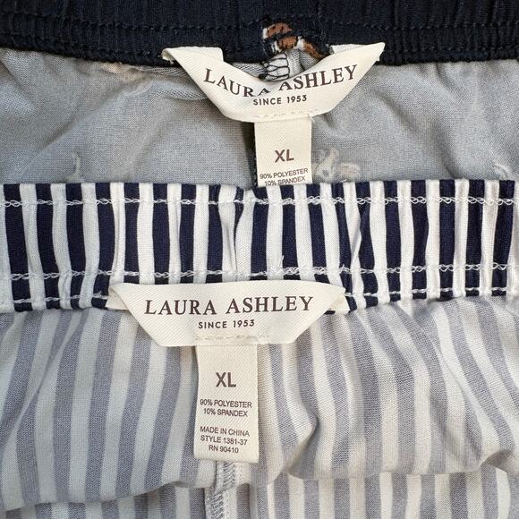 NWOT Laura Ashley Set of 2 Pajama Sleep Lounge Shorts Stripes Dogs Size XL - Picture 3 of 4
